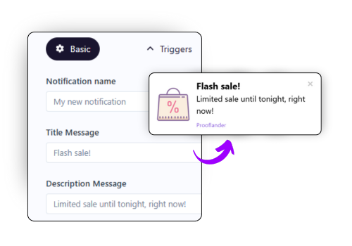 "Custom informational message widget in Prooflander toolkit"