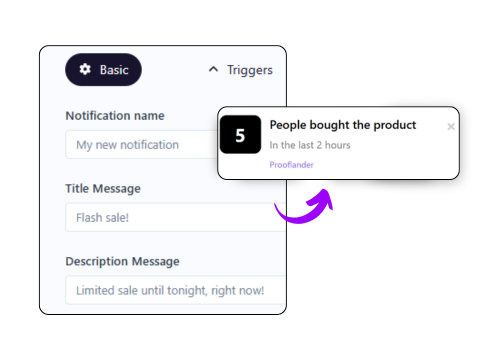 Prooflander Business Booster toolkit dashboard showing notification setup screen